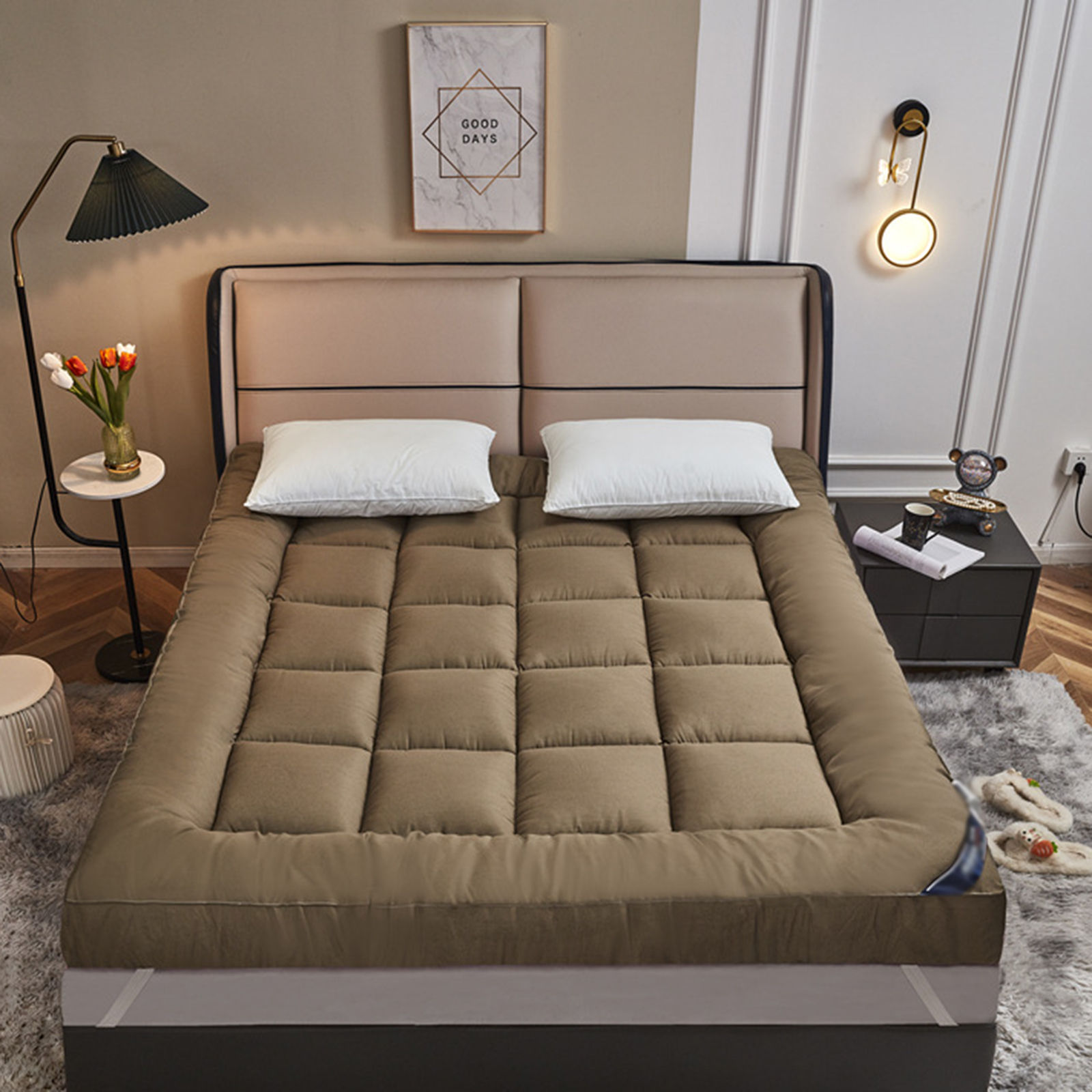 Folding Thicken Futon Mattress Single Double Soft Japanese Floor Mattress Anti-slip Cosy Tatami Mat -brown-47*79inch